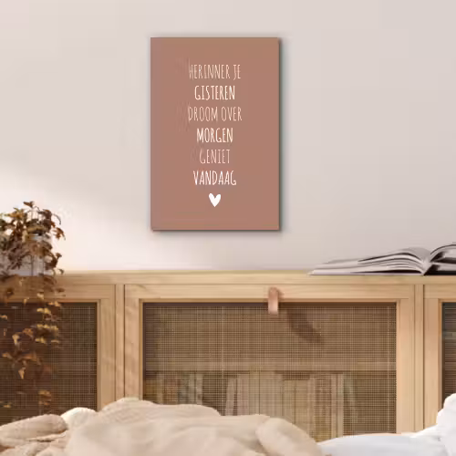Herinner je gisteren droom over morgen geniet vandaag - Quotes - Spreuken aluminium wit klein -sfeer3