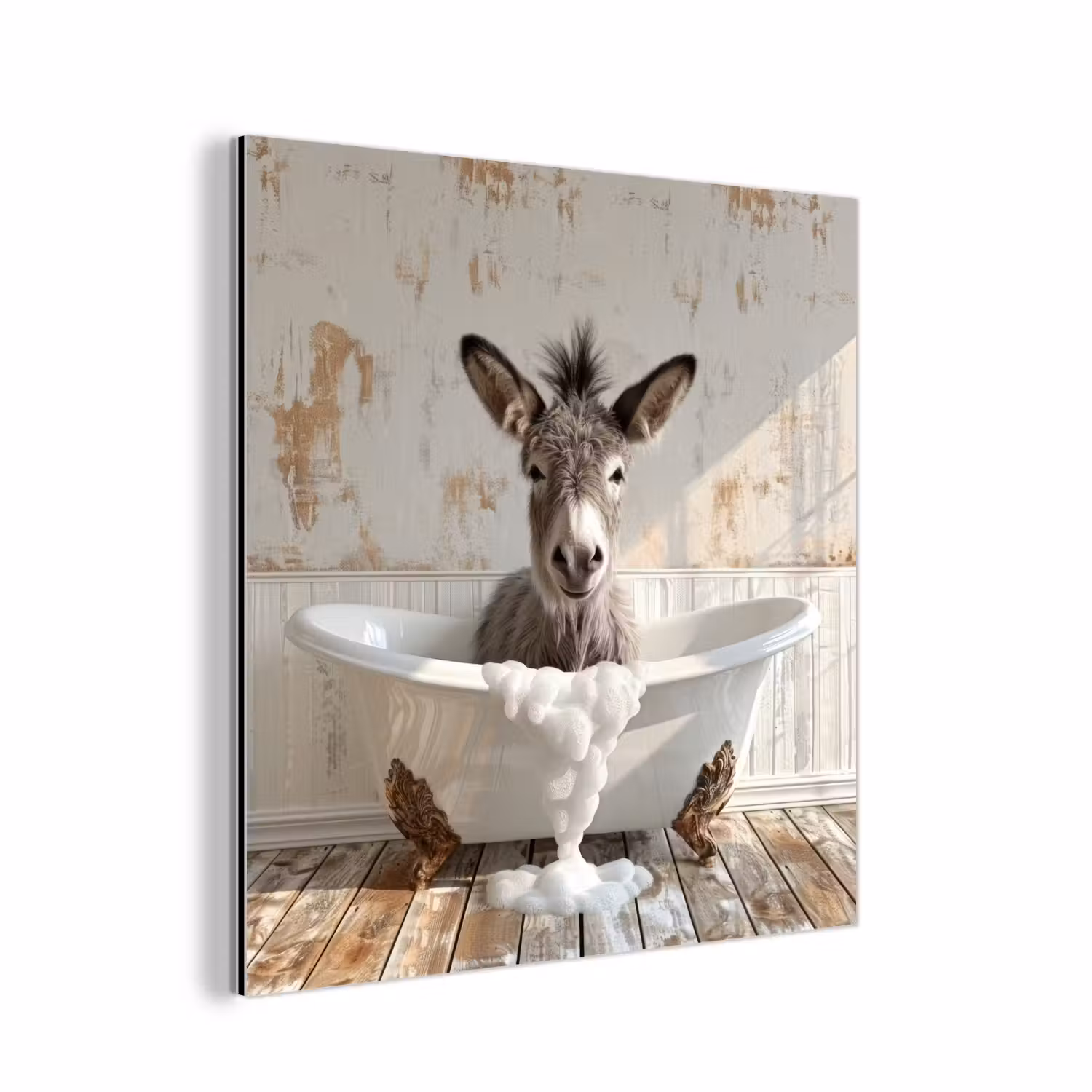 Alu-Dibond-Bild - Esel - Tiere - Badewanne - Schaumstoff