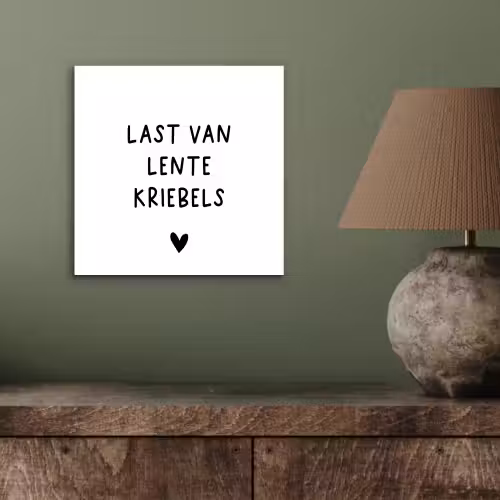 Last van lentekriebels - Spreuken - Quotes aluminium wit klein -sfeer2