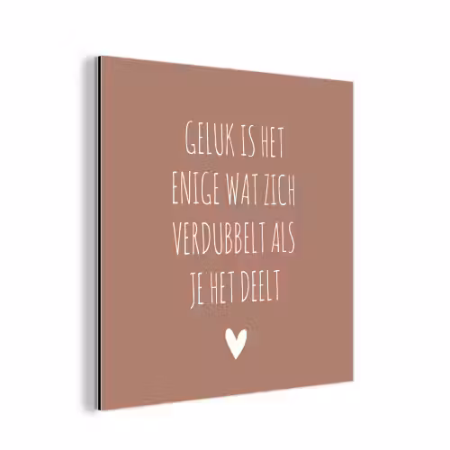 Geluk is het enige wat zich verdubbelt - Quotes - Spreuken aluminium wit klein -3d