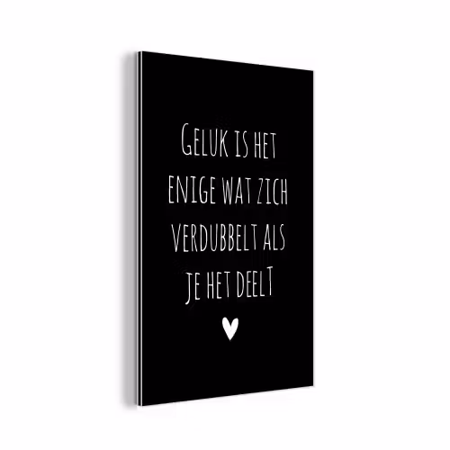 Geluk is het enige wat zich verdubbelt - Spreuken - Quotes aluminium wit klein -3d