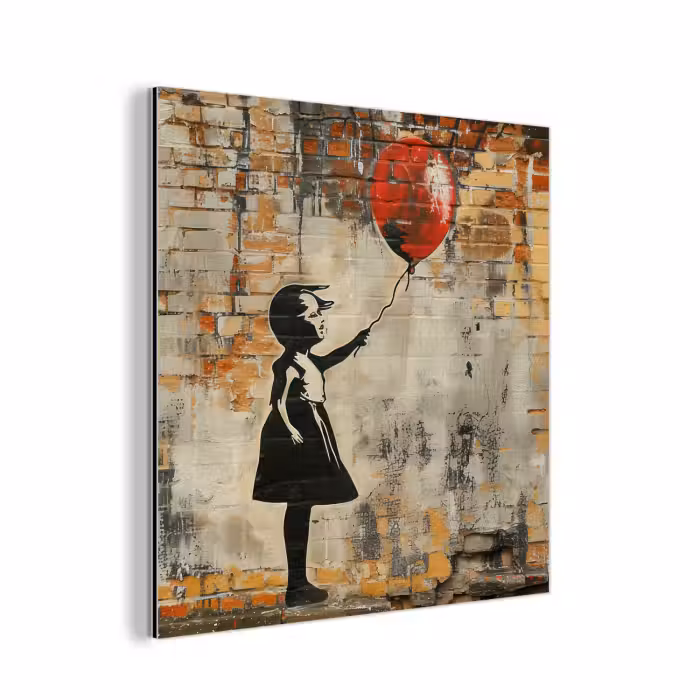 Alu-Dibond-Bild - Graffiti - Banksy - Mädchen - Straßenkunst