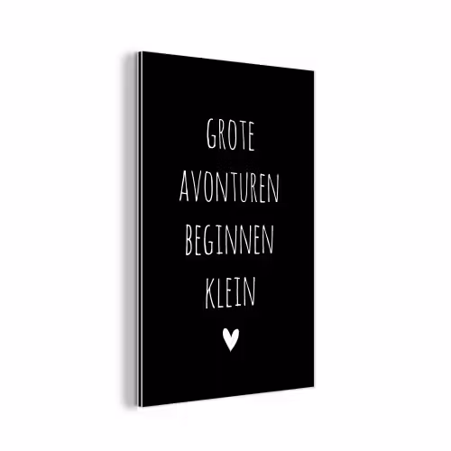 Grote avonturen beginnen klein - Quotes - Spreuken aluminium wit klein -3d
