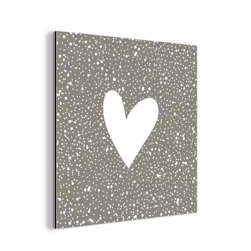 Hart - Design - Liefde aluminium wit klein -3d