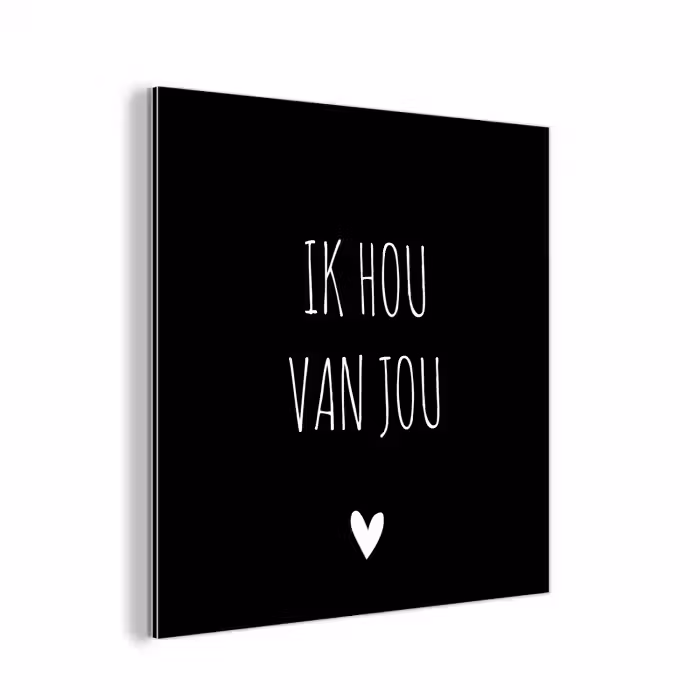 Ik hou van jou - Spreuken - Quotes aluminium wit klein -3d