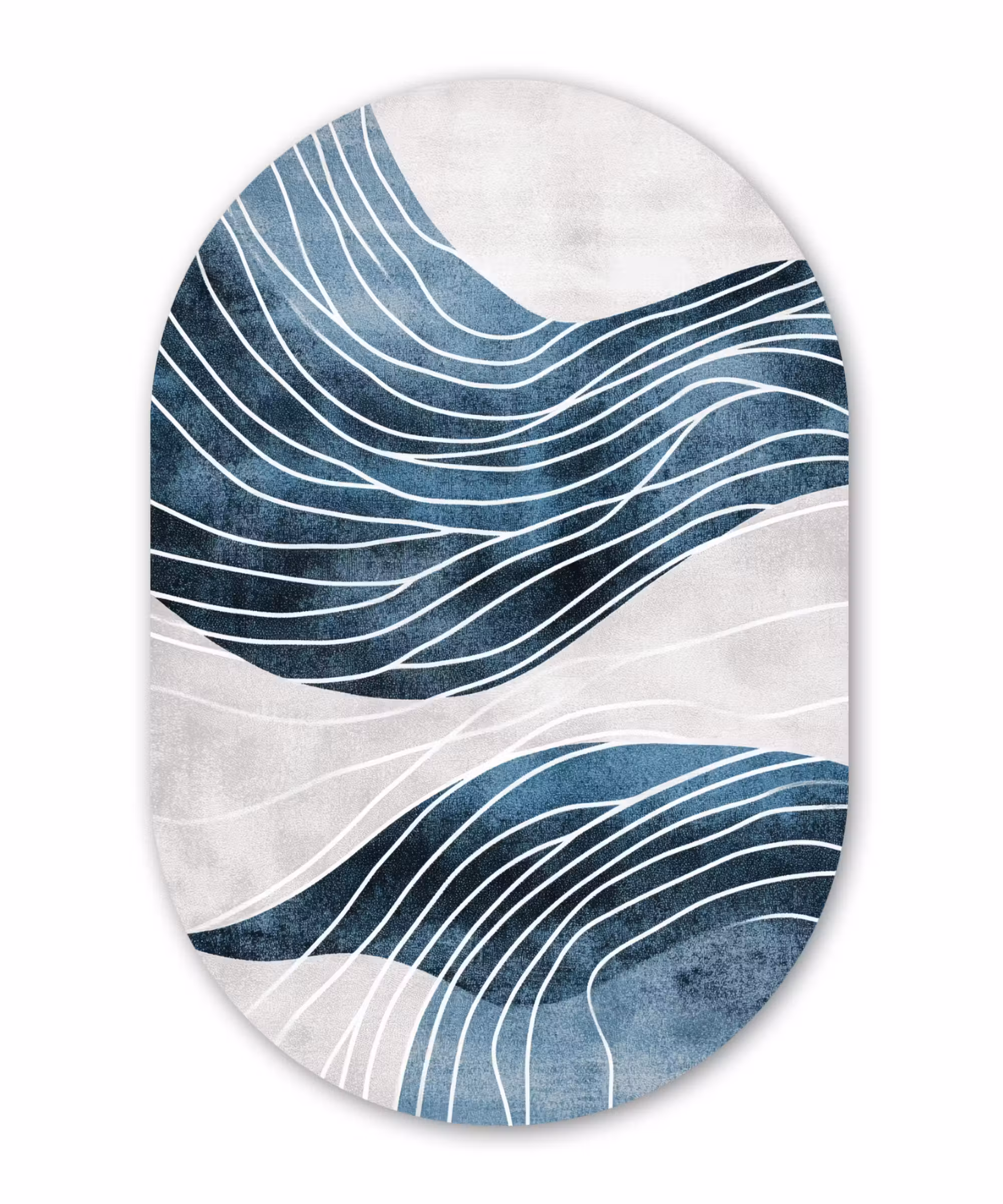 Alu-Dibond-Bild Oval - Linien - Wellen - Abstrakt - Blau