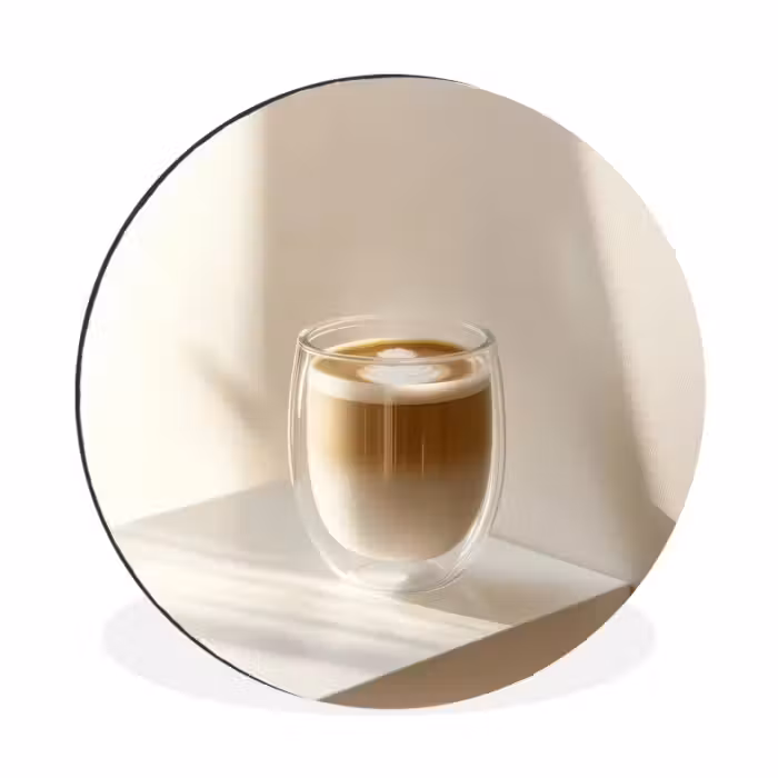 Alu-Dibond-Bild Rund - Becher - Latte - Minimalistisch - Schatten