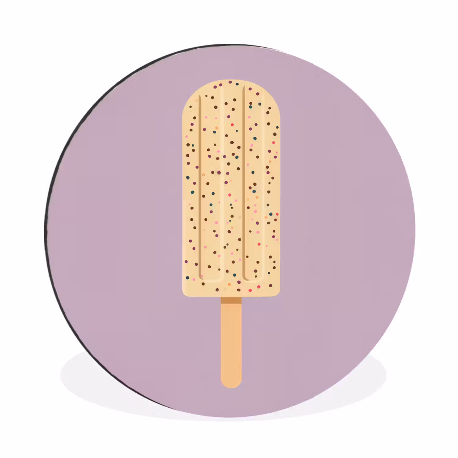 Alu-Dibond-Bild Rund - Beige - Eiscreme - Sprenkeln