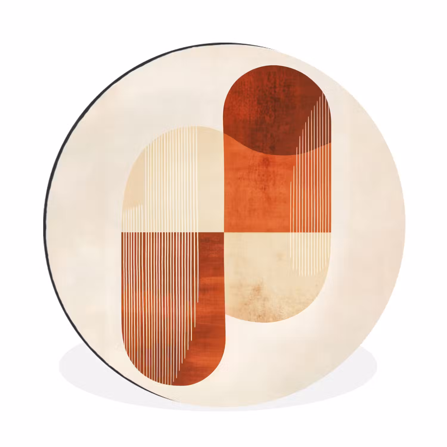 Alu-Dibond-Bild Rund - Bögen - Beige - Formen