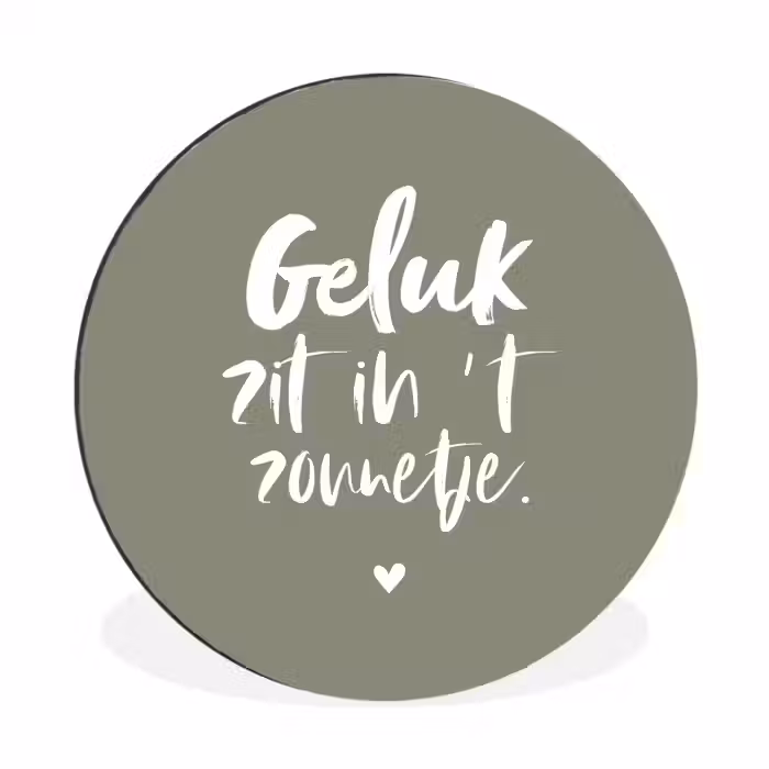 Geluk zit in 't zonnetje - Tekst - Geluk - Quotes - Zon Wandcirkel aluminium klein -3d