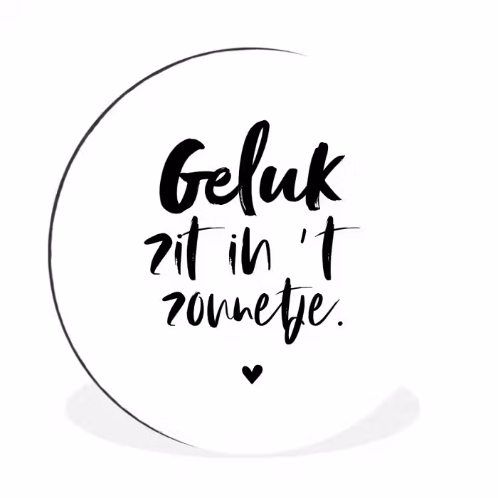 Geluk zit in 't zonnetje - Tekst - Zomer - Quotes Wandcirkel aluminium klein -3d