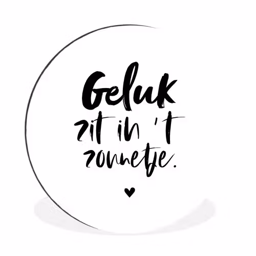 Geluk zit in 't zonnetje - Tekst - Zomer - Quotes Wandcirkel aluminium klein -3d