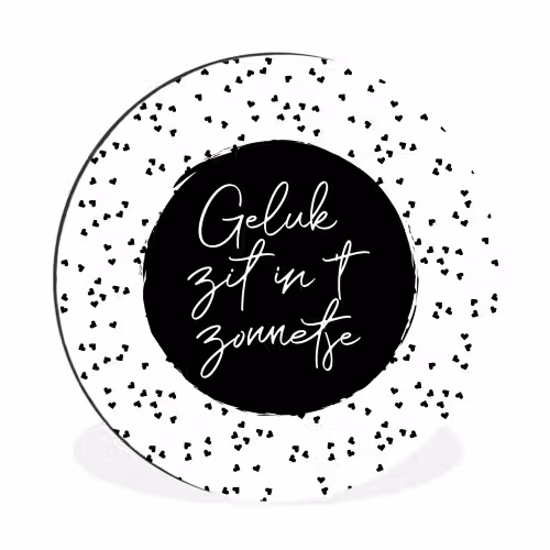Geluk zit in 't zonnetje - Quotes - Tekst - Zon - Zomer Wandcirkel aluminium klein -3d