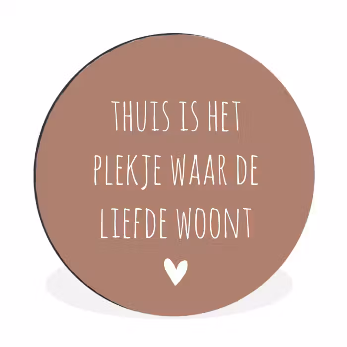 Thuis is het plekje waar de liefde woont - Quotes - Spreuken Wandcirkel aluminium klein -3d