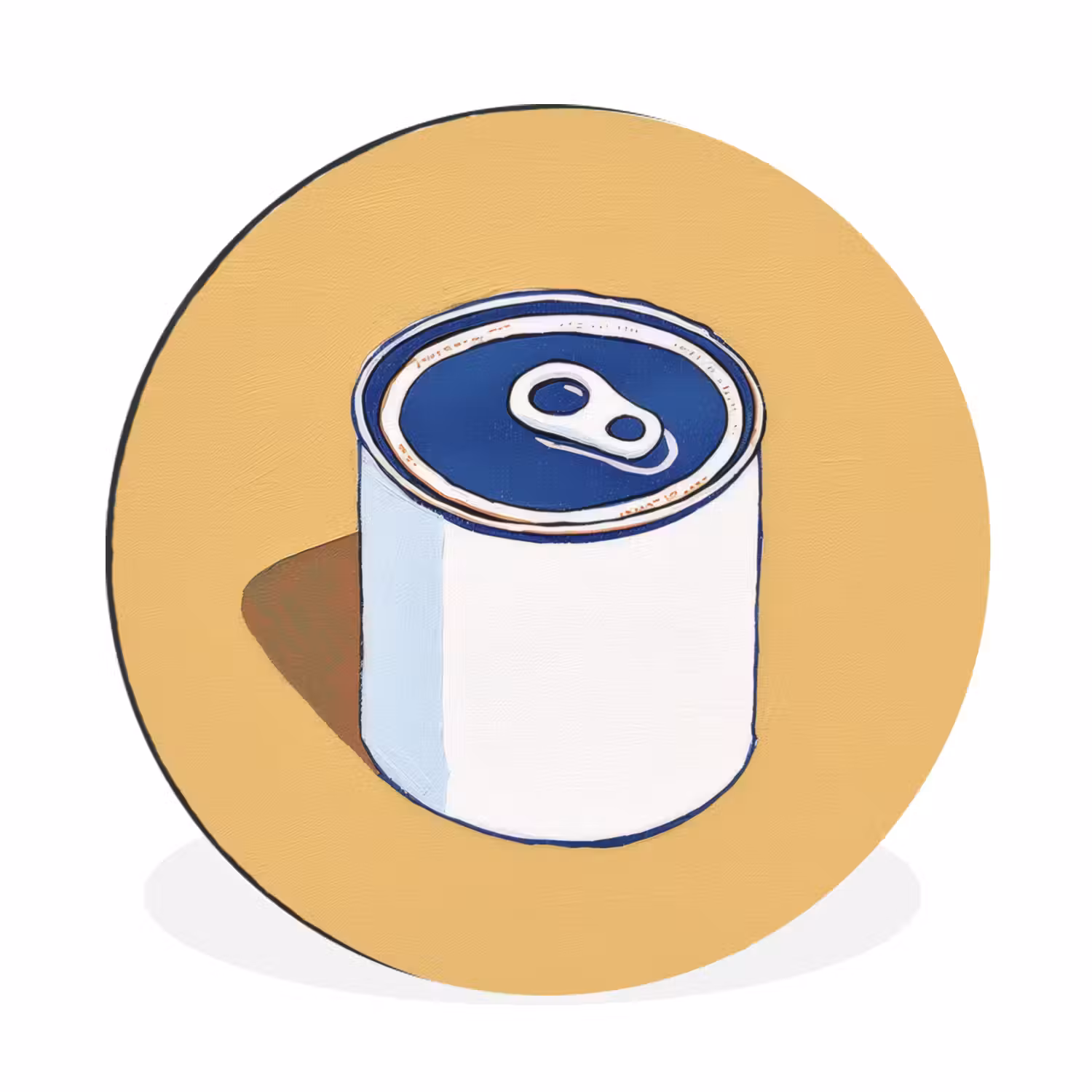 Alu-Dibond-Bild Rund - Dose - Minimalistisch - Blau - Illustration