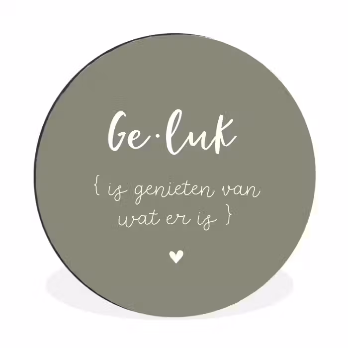 Geluk is genieten van wat er is - Quotes - Geluk definitie - Tekst - Woordenboek Wandcirkel aluminium klein -3d