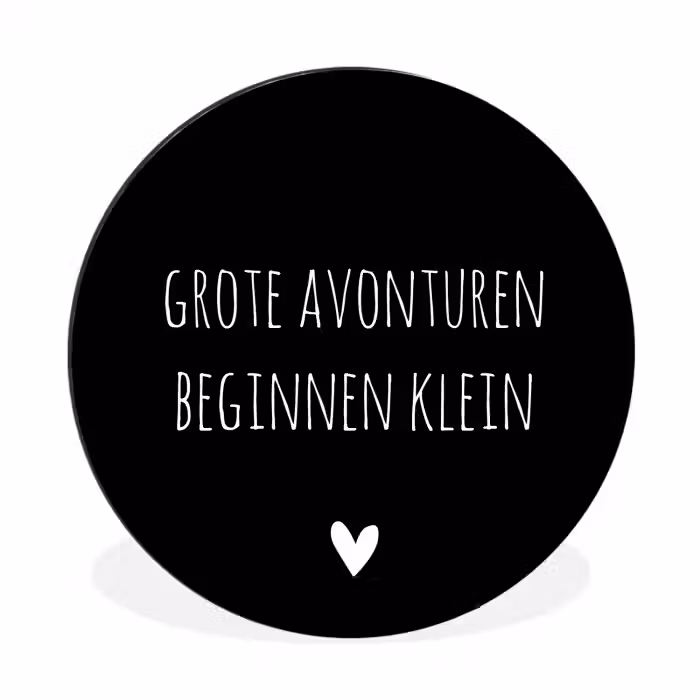 Grote avonturen beginnen klein - Spreuken - Quotes Wandcirkel aluminium klein -3d