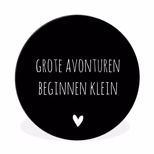 Grote avonturen beginnen klein - Spreuken - Quotes Wandcirkel aluminium klein -3d