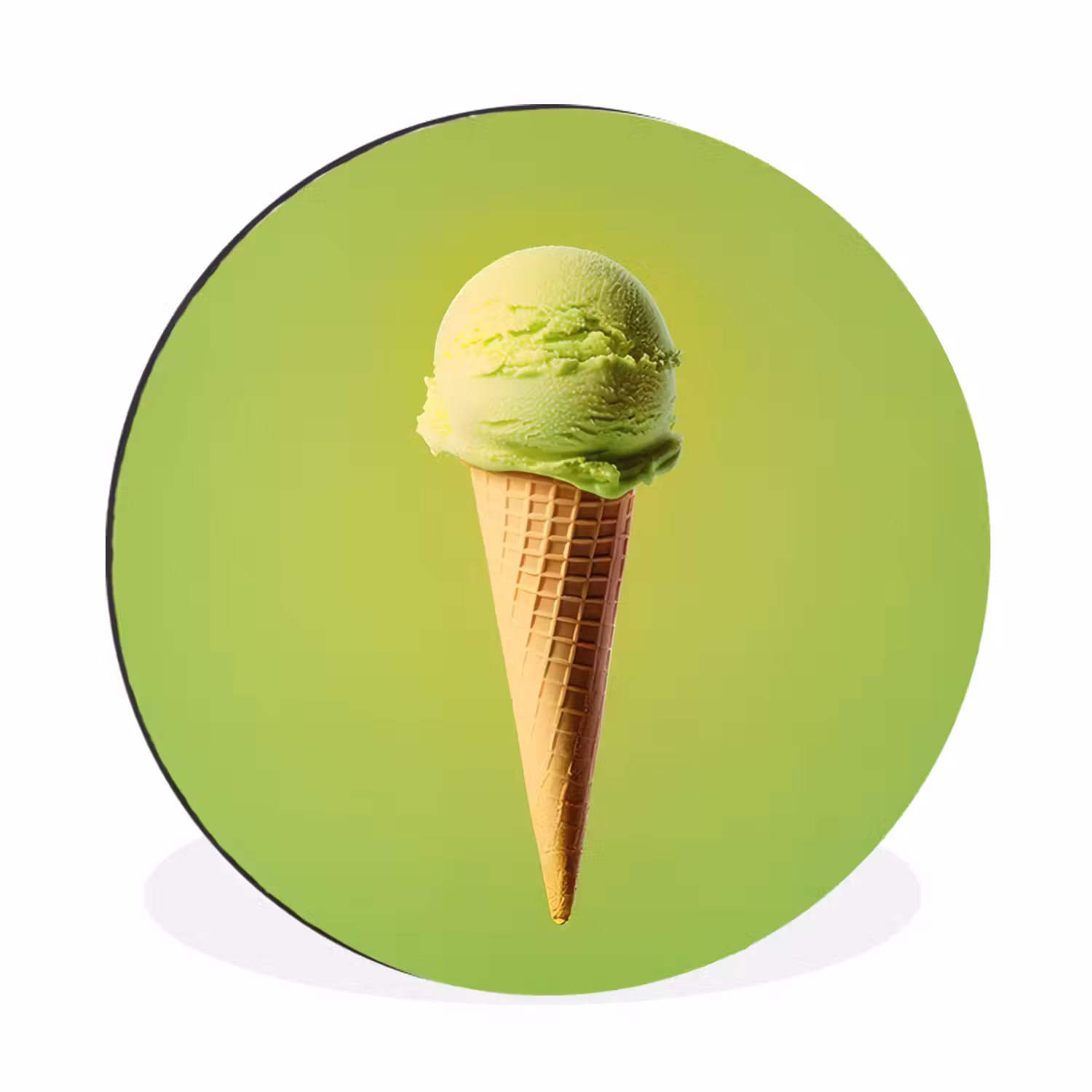 Alu-Dibond-Bild Rund - Horn - Schaufel Eiscreme - Grün
