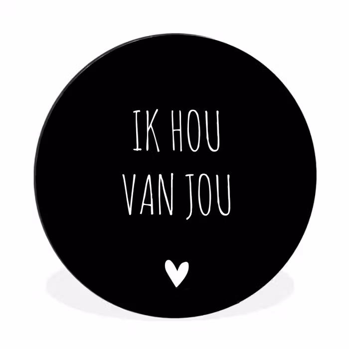 Ik hou van jou - Spreuken - Quotes Wandcirkel aluminium klein -3d