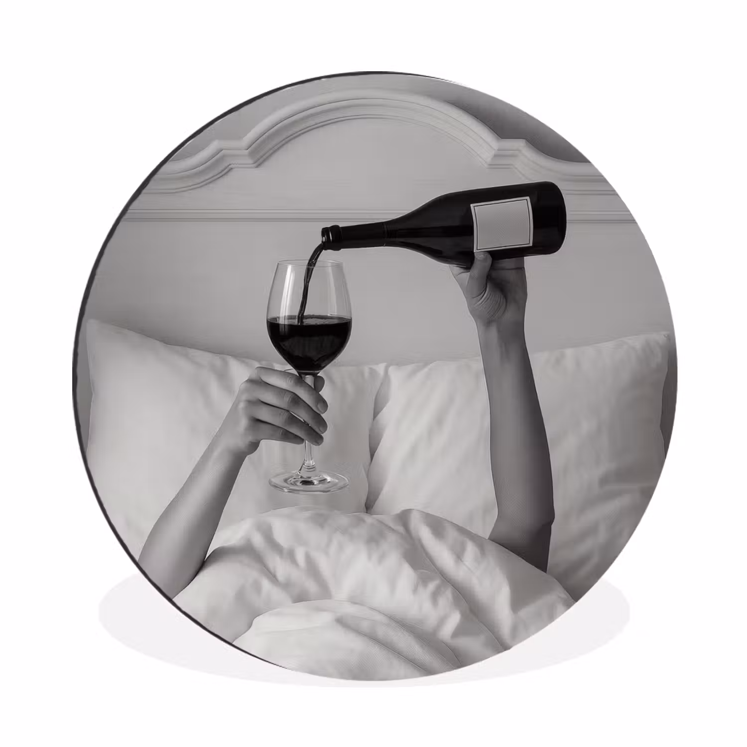 Alu-Dibond-Bild Rund - Laken - Arme - Wein - Glas