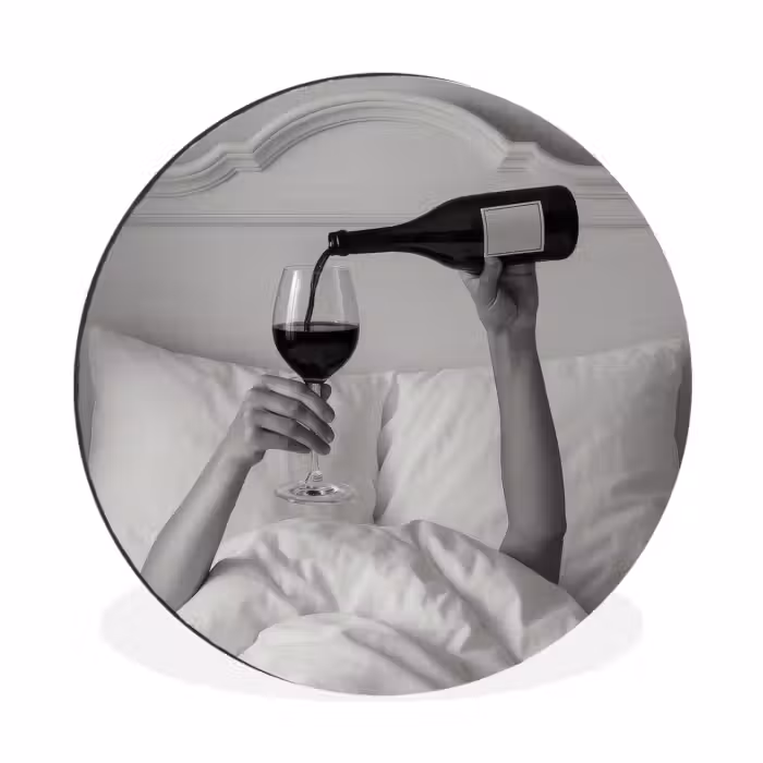 Alu-Dibond-Bild Rund - Laken - Arme - Wein - Glas