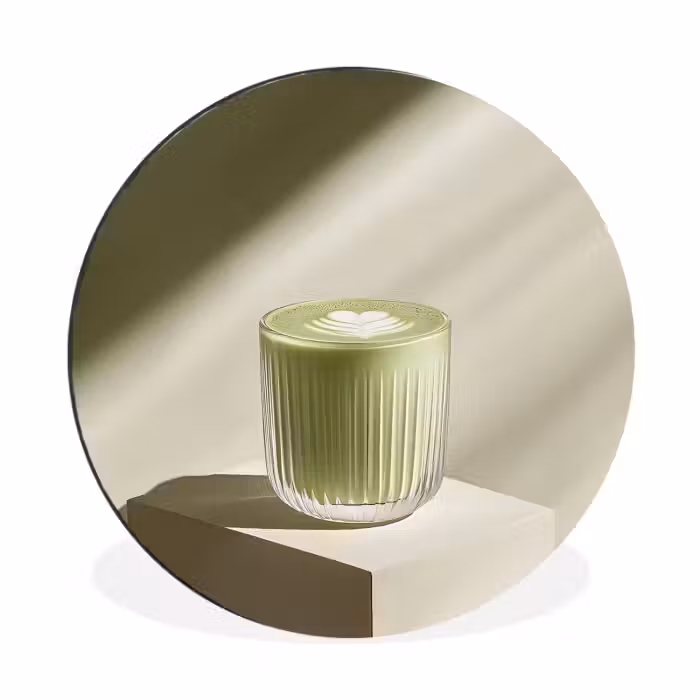 Alu-Dibond-Bild Rund - Matcha - Glas - Grün - Minimalistisch