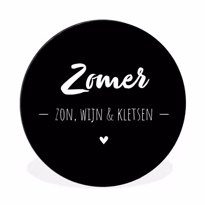 Zomer, zon, wijn & kletsen - Tekst - Zomer - Wijn - Quotes Wandcirkel aluminium klein -3d