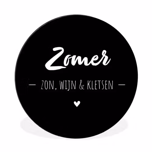 Zomer, zon, wijn & kletsen - Tekst - Zomer - Wijn - Quotes Wandcirkel aluminium klein -3d