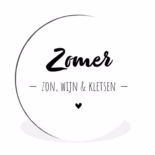 Zomer, zon, wijn & kletsen - Quotes - Tekst - Wijn - Zomer Wandcirkel aluminium klein -3d