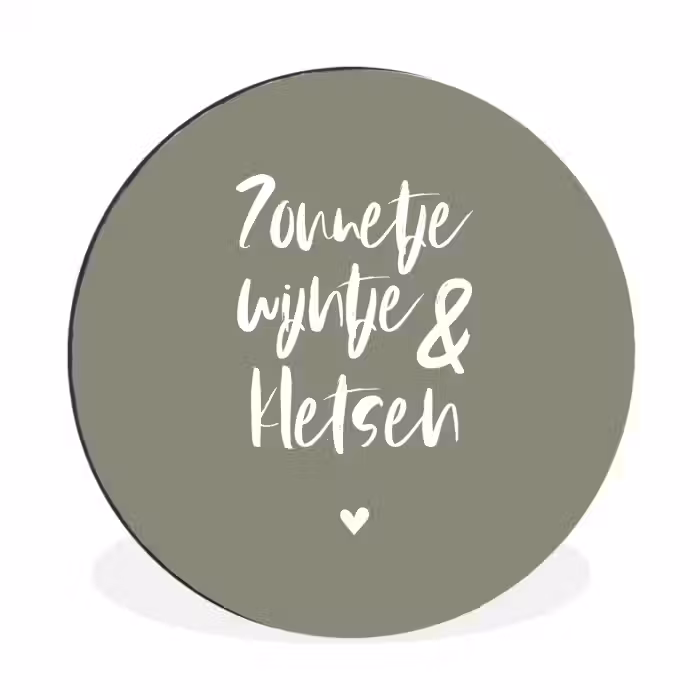 Zomer - Tekst - Zonnetje, wijntje & kletsen - Quotes Wandcirkel aluminium klein -3d