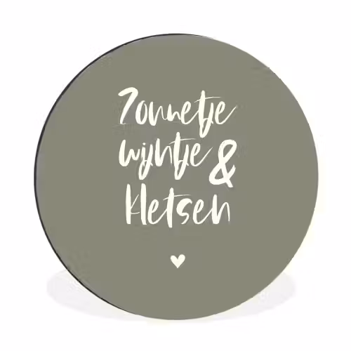 Zomer - Tekst - Zonnetje, wijntje & kletsen - Quotes Wandcirkel aluminium klein -3d
