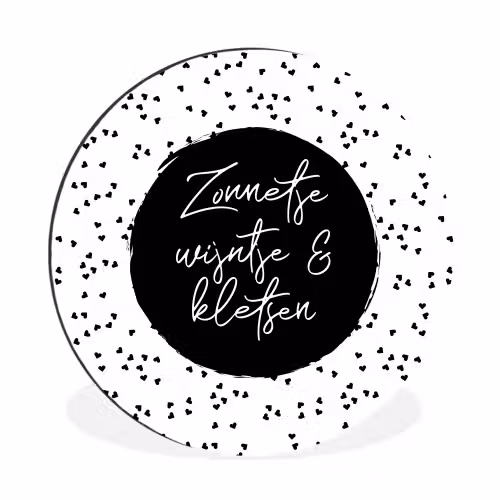 Zonnetje, wijntje & kletsen - Quotes - Tekst - Wijn - Zomer Wandcirkel aluminium klein -3d