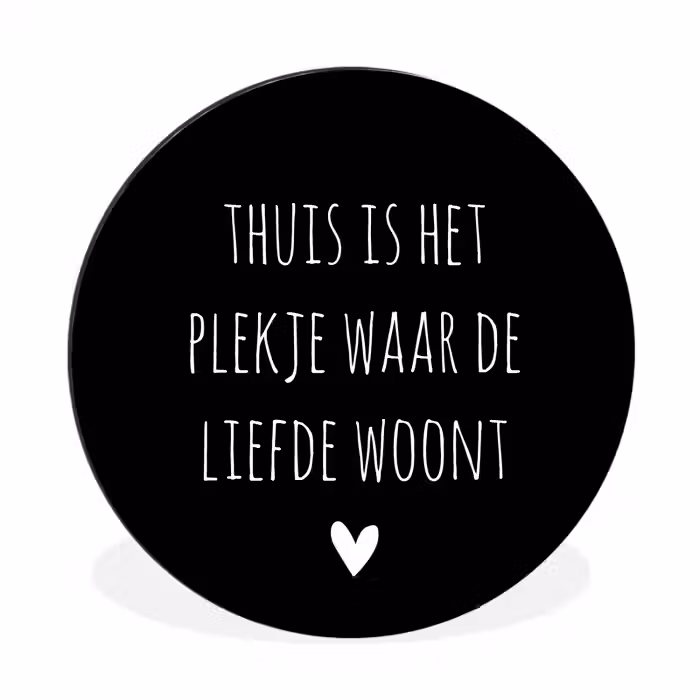 Spreuken - Thuis is het plekje waar de liefde woont - Quotes Wandcirkel aluminium klein -3d
