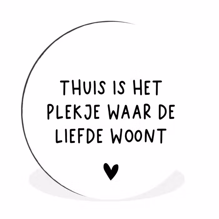 Spreuken - Thuis is het plekje waar de liefde woont - Quotes Wandcirkel aluminium klein -3d