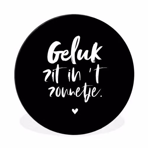 Tekst - Geluk zit in 't zonnetje - Quotes - Zomer - Zon Wandcirkel aluminium klein -3d