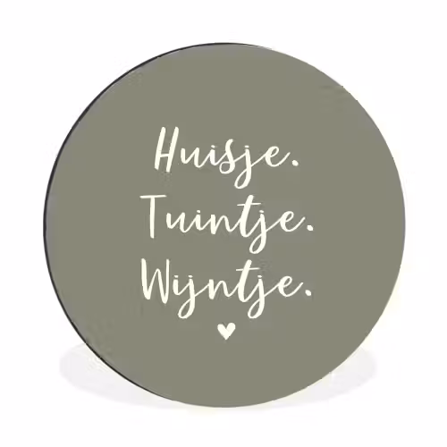 Tekst - Huisje, tuintje, wijntje - Thuis - Quotes - Wijn Wandcirkel aluminium klein -3d