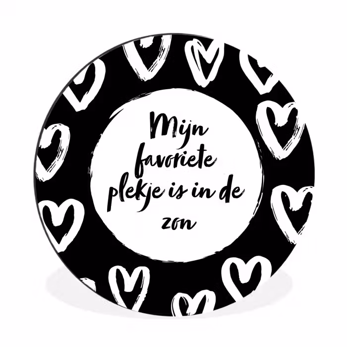 Tekst - Mijn favoriete plekje is in de zon - Quotes - Zomer - Zon Wandcirkel aluminium klein -3d