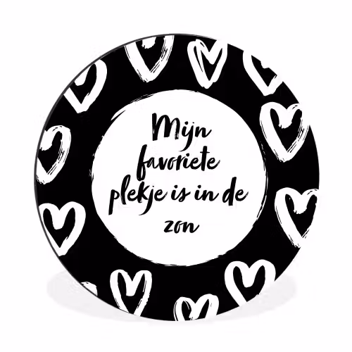 Tekst - Mijn favoriete plekje is in de zon - Quotes - Zomer - Zon Wandcirkel aluminium klein -3d