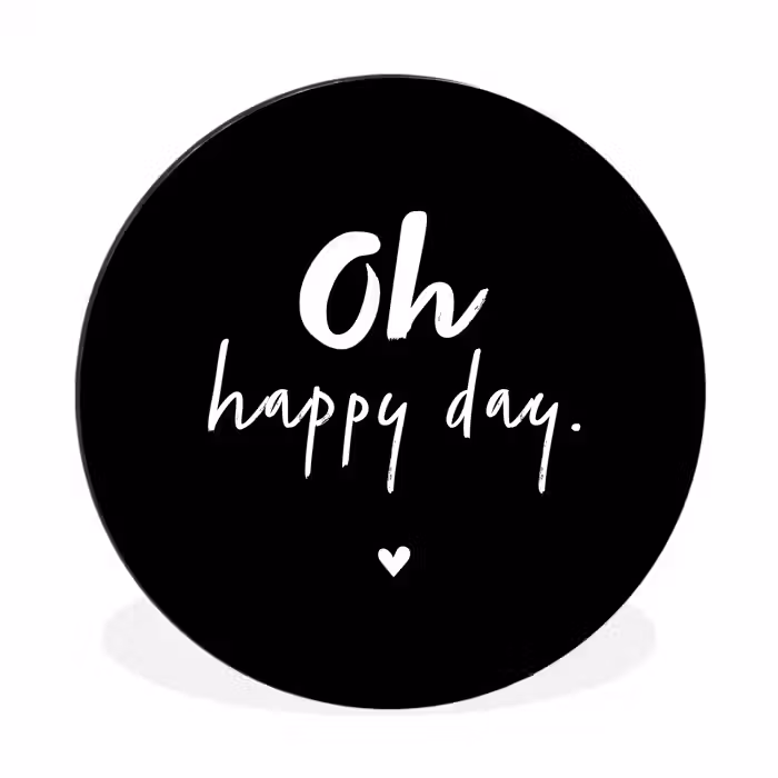 Tekst - Oh happy day - Zomer - Quotes Wandcirkel aluminium klein -3d