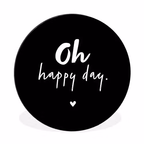 Tekst - Oh happy day - Zomer - Quotes Wandcirkel aluminium klein -3d