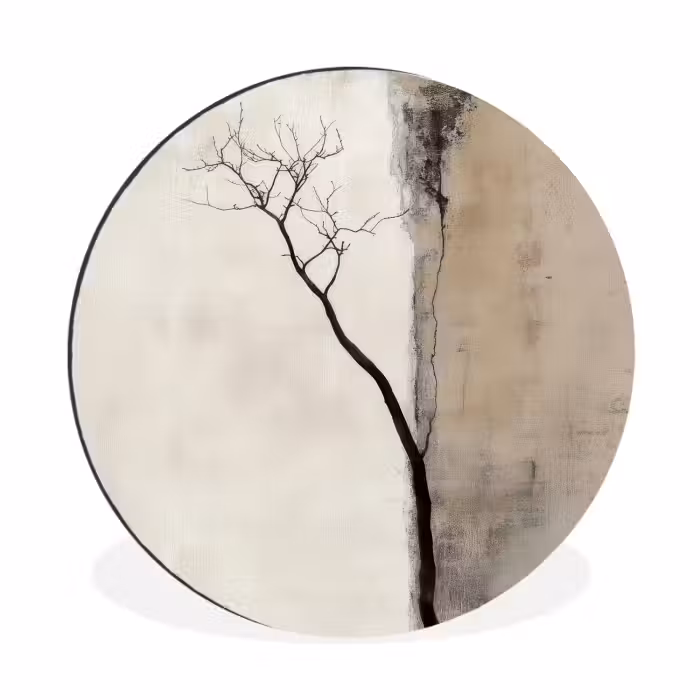 Alu-Dibond-Bild Rund - Wabi sabi - Pflanze - Beige