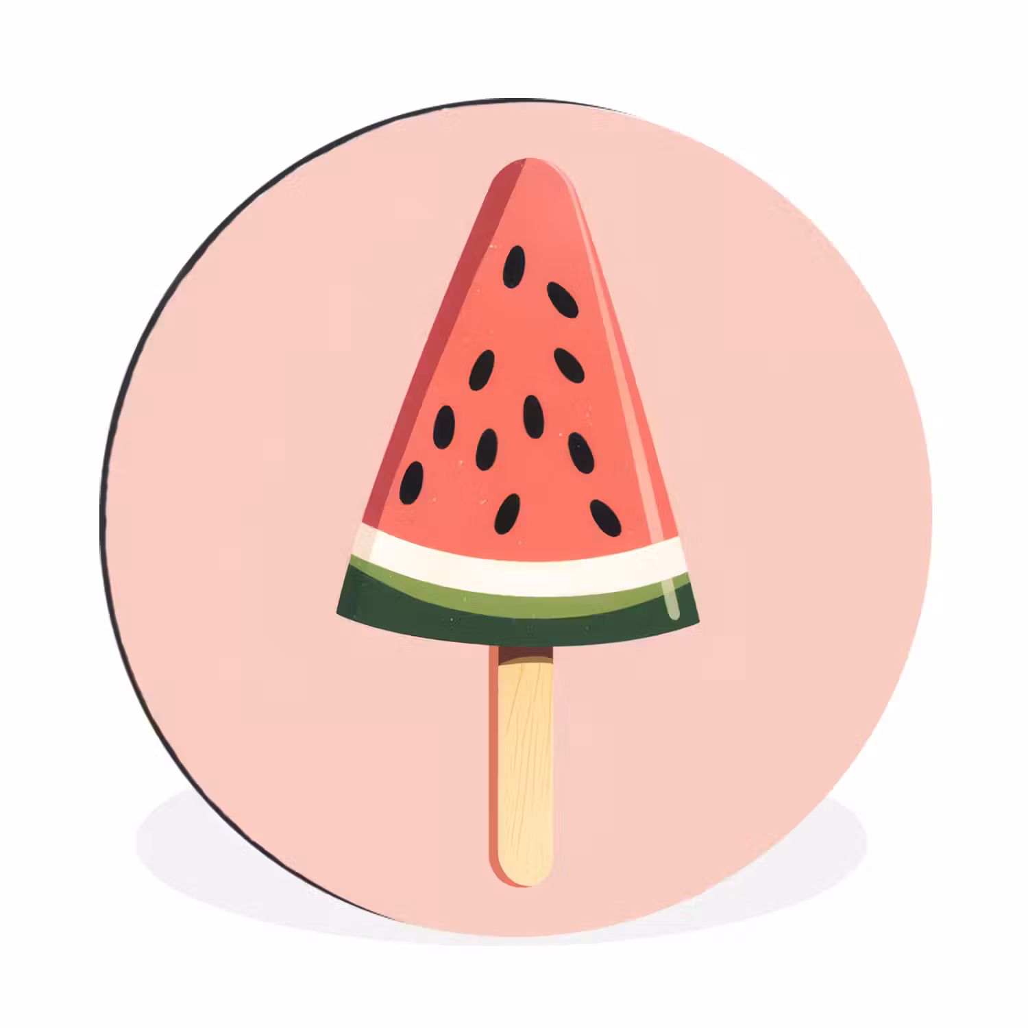 Alu-Dibond-Bild Rund - Wassermelone - Eiscreme - Kerne - Rot