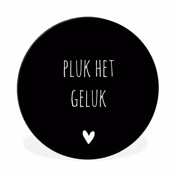 Quote - Spreuken - Pluk het geluk Wandcirkel aluminium klein -3d