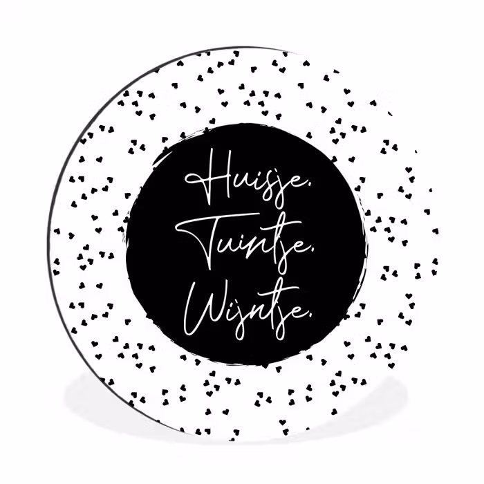 Quotes - Huisje. Tuintje. Wijntje. - Wijn - Tekst Wandcirkel aluminium klein -3d