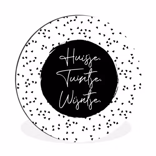 Quotes - Huisje. Tuintje. Wijntje. - Wijn - Tekst Wandcirkel aluminium klein -3d