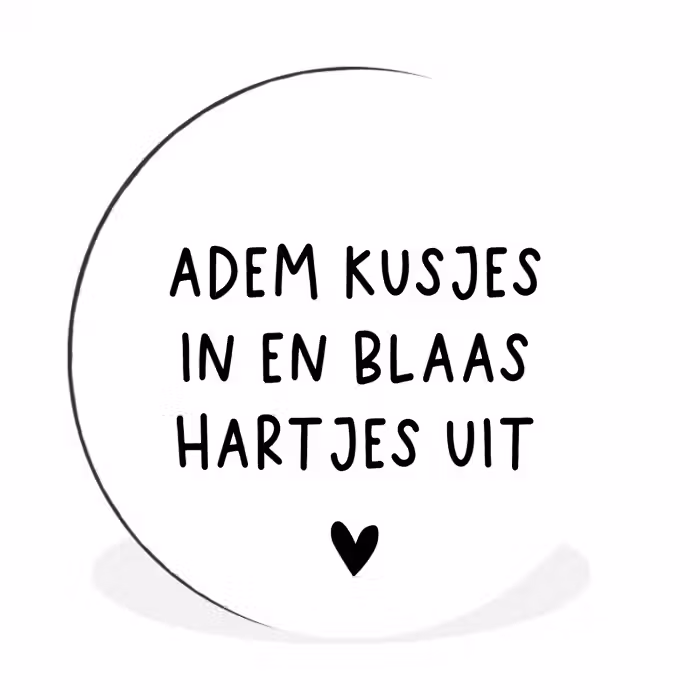 Quotes - Adem kusjes in en blaas hartjes uit - Spreuken Wandcirkel aluminium klein -3d