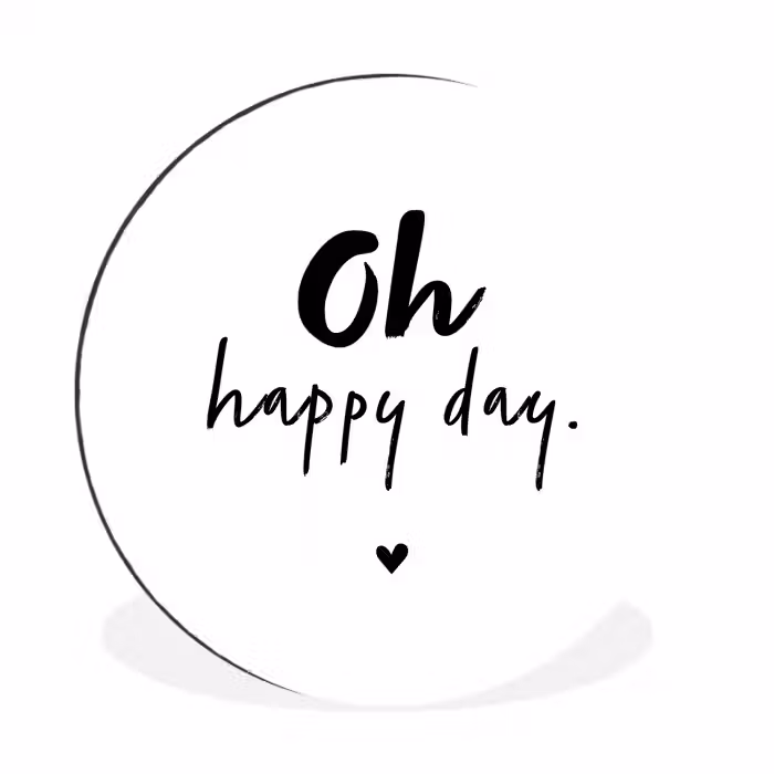 Quotes - Oh happy day - Spreuken - Geluk Wandcirkel aluminium klein -3d