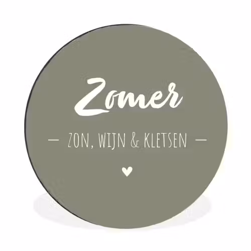 Quotes - Zomer, zon, wijn & kletsen - Tekst - Zomer Wandcirkel aluminium klein -3d