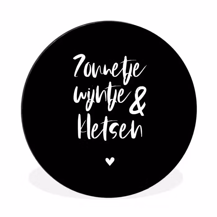 Quotes - Zonnetje, wijntje & kletsen - Tekst - Wijn - Zomer Wandcirkel aluminium klein -3d